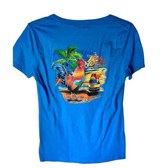 NWT Harley-Davidson Key West Shirt Womens Lrg Blue V-Neck Short Sleeve Motorcyle - Picture 1 of 8